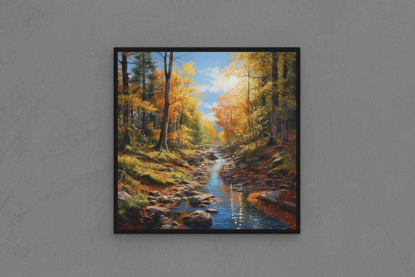 Canvas Frame with "Autumn Creek Scene" Image