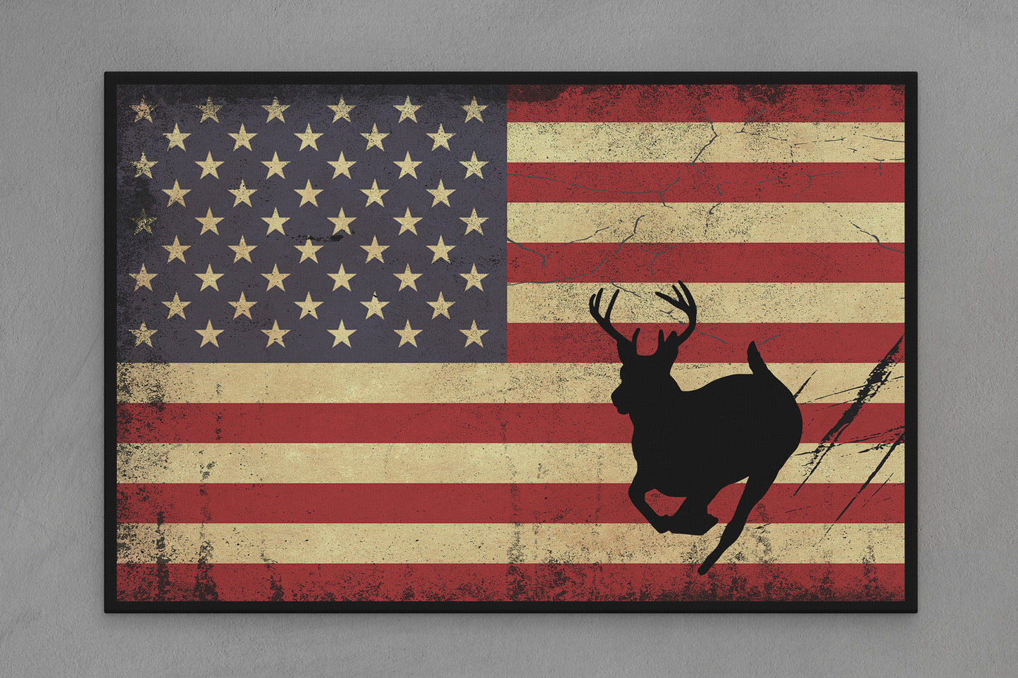 United States Canvas Flag with Deer "Running Forward" Image