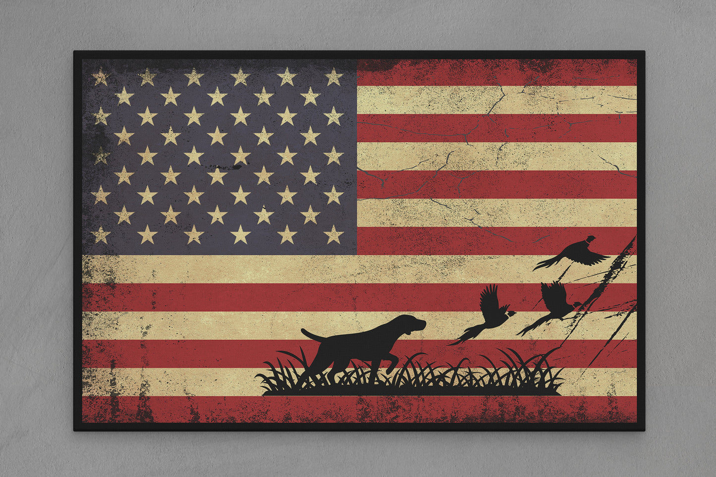 United States Canvas Flag with Hunting "Dog Bird Hunting" Image