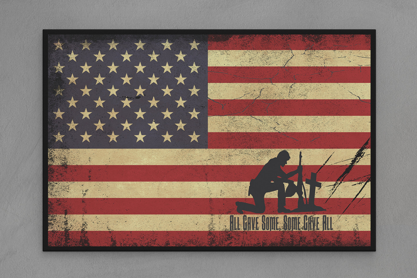 United States Canvas Flag with Military "Some Gave All" Image