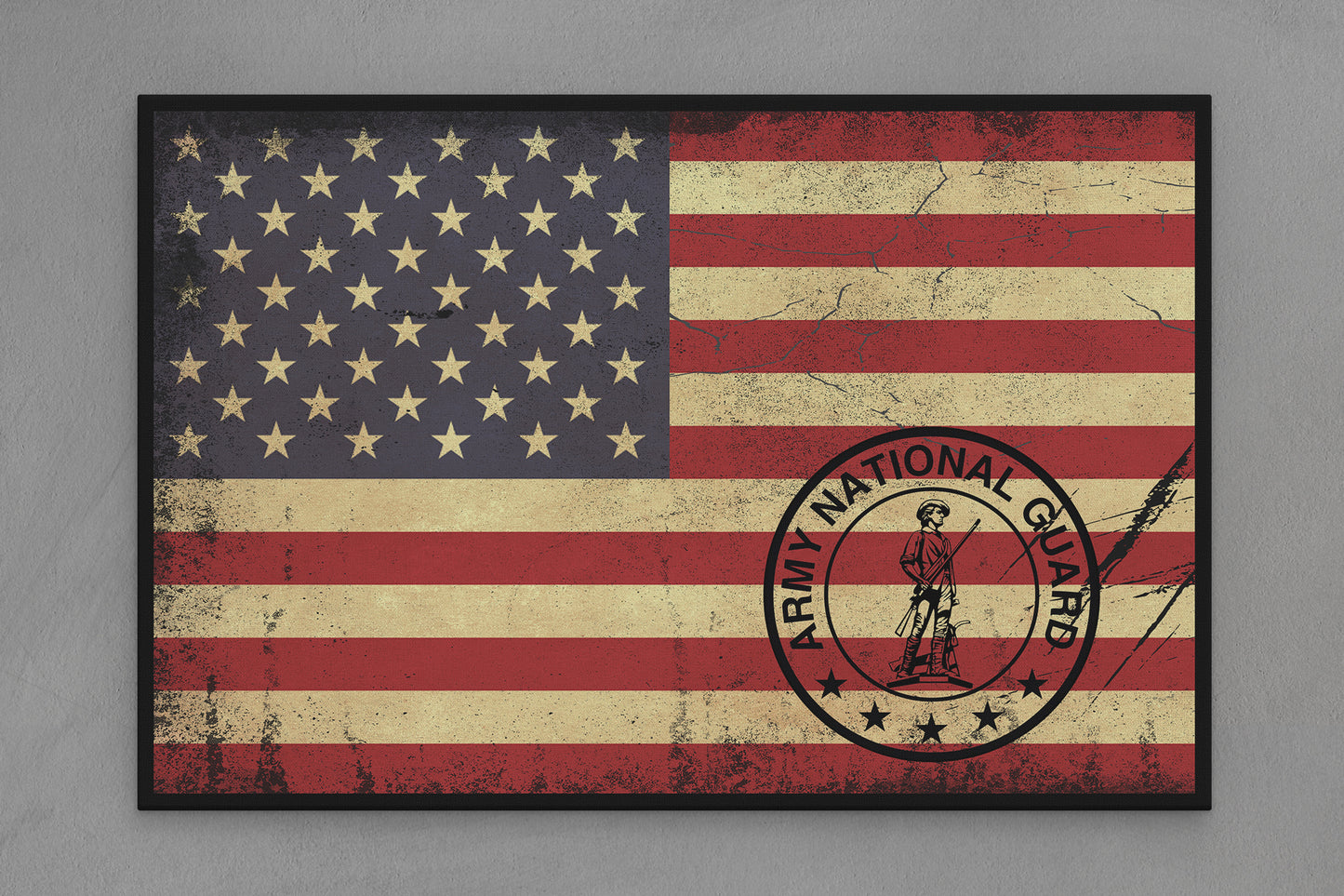 United States Canvas Flag with Army "National Guard Seal" Image