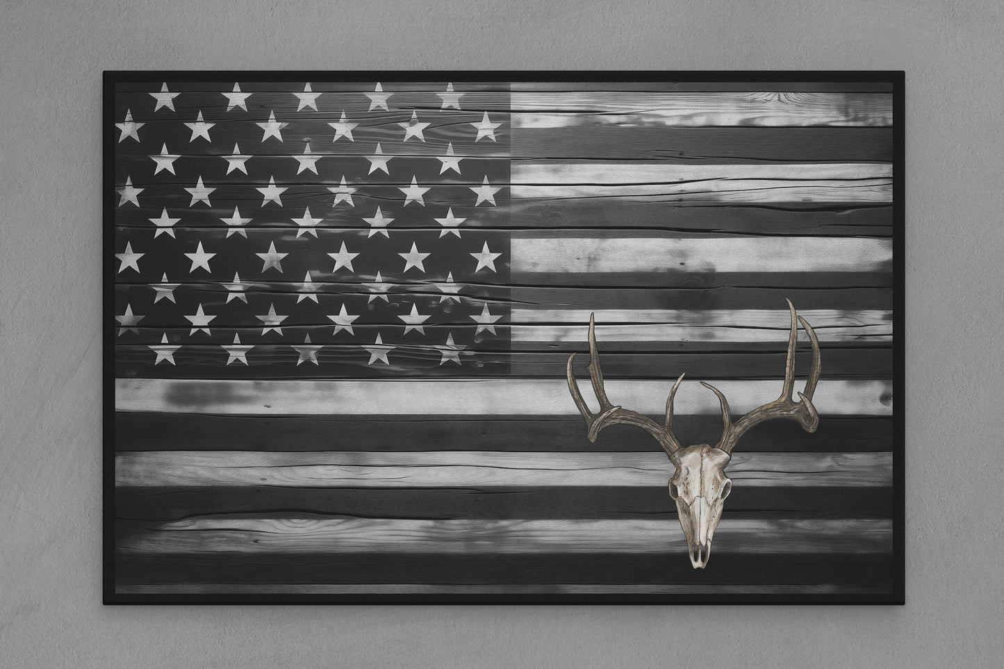 United States Canvas Flag with Deer "Skull" Image