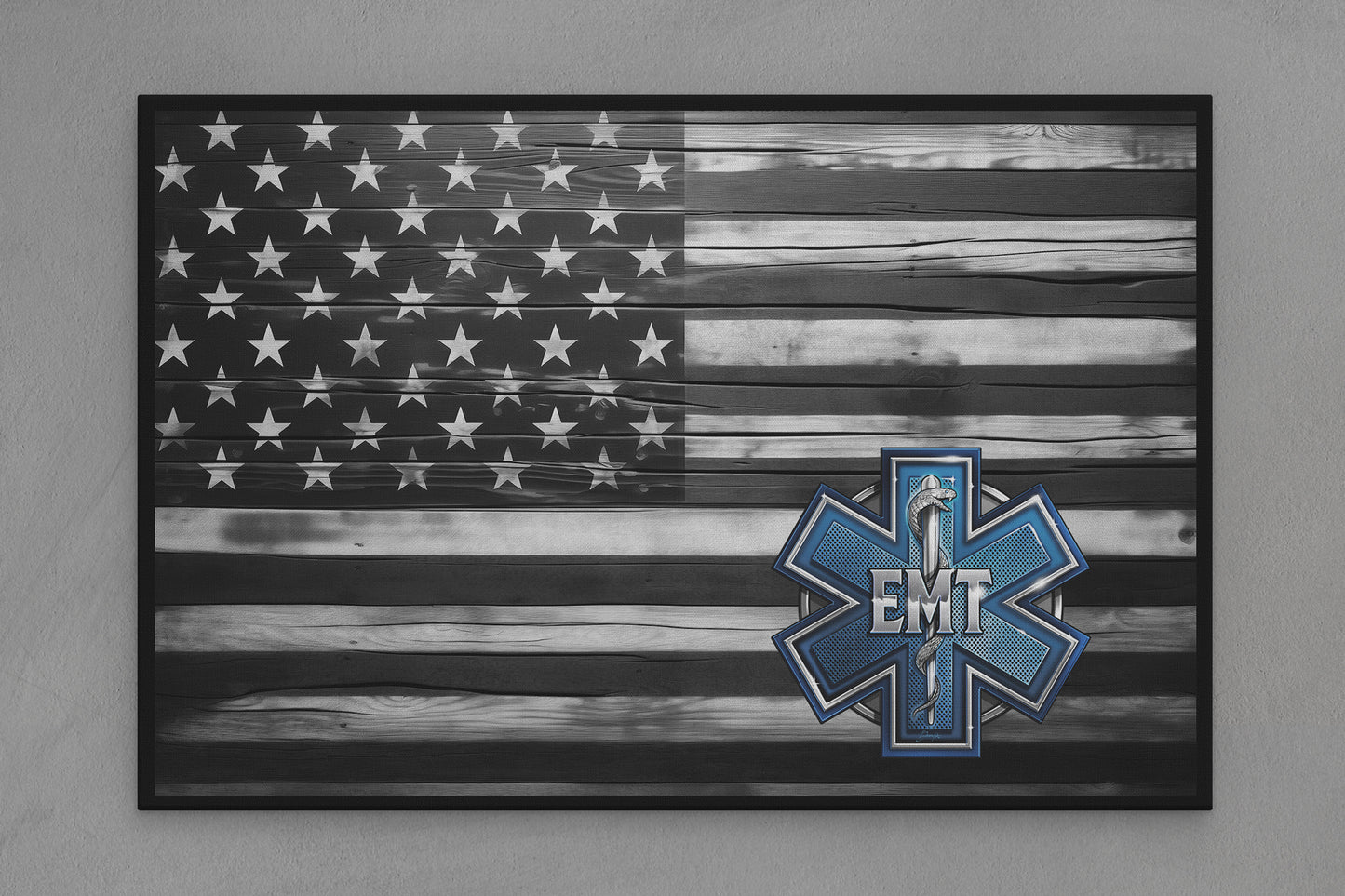 United States Canvas Flag with EMT "Seal" Image