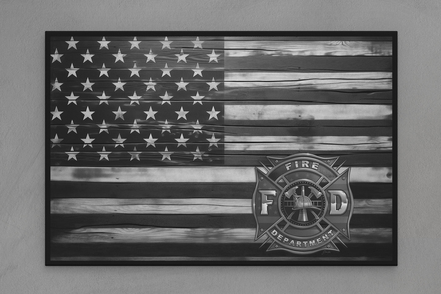 United States Canvas Flag with Fire Department "Seal" Image