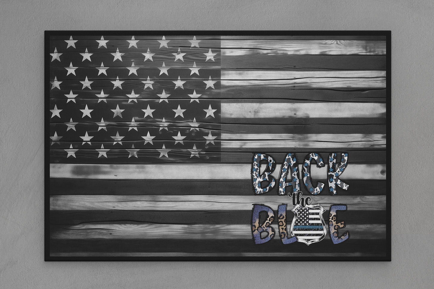 United States Canvas Flag with Law Enforcement "Back the Blue" Image