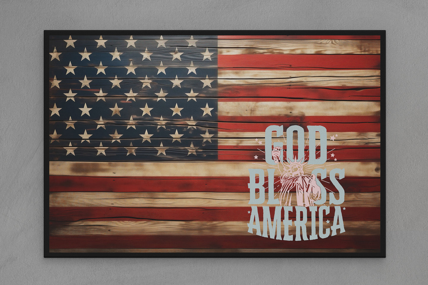 United States Canvas Flag with "God Bless America" Image
