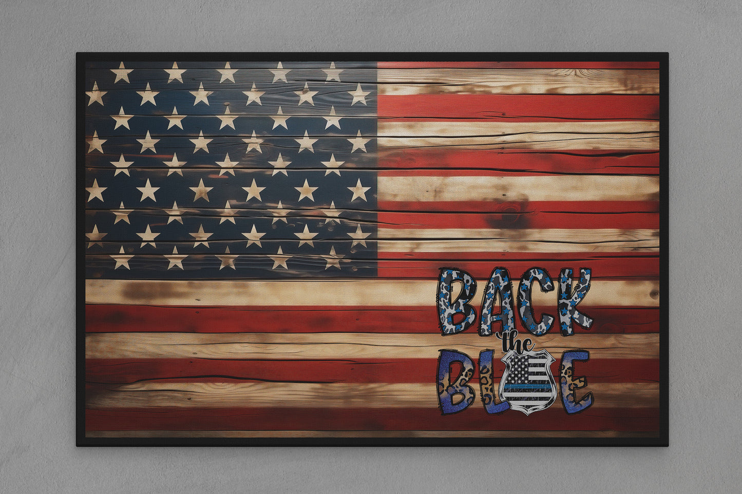 United States Canvas Flag with Law Enforcement "Back the Blue" Image