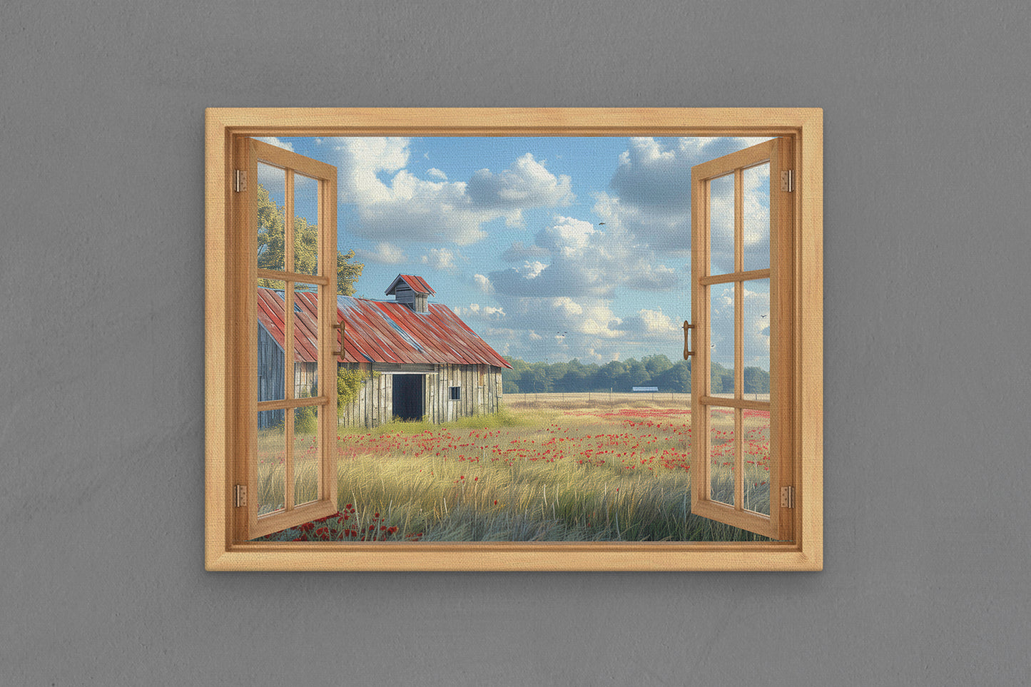 Canvas Frame with "Old Barn with Painted Window Frame" 04 Image