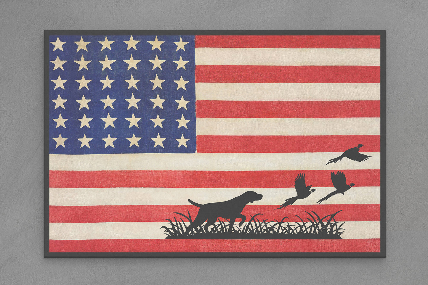 United States Canvas Flag with Hunting "Dog Bird Hunting" Image