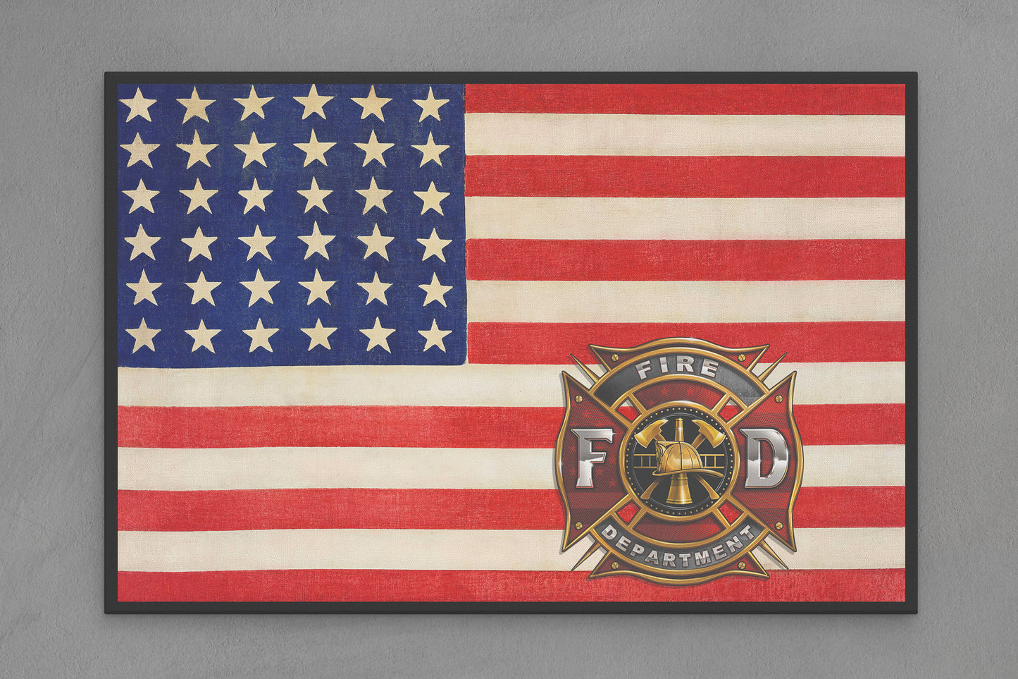 United States Canvas Flag with Fire Department "Seal" Image