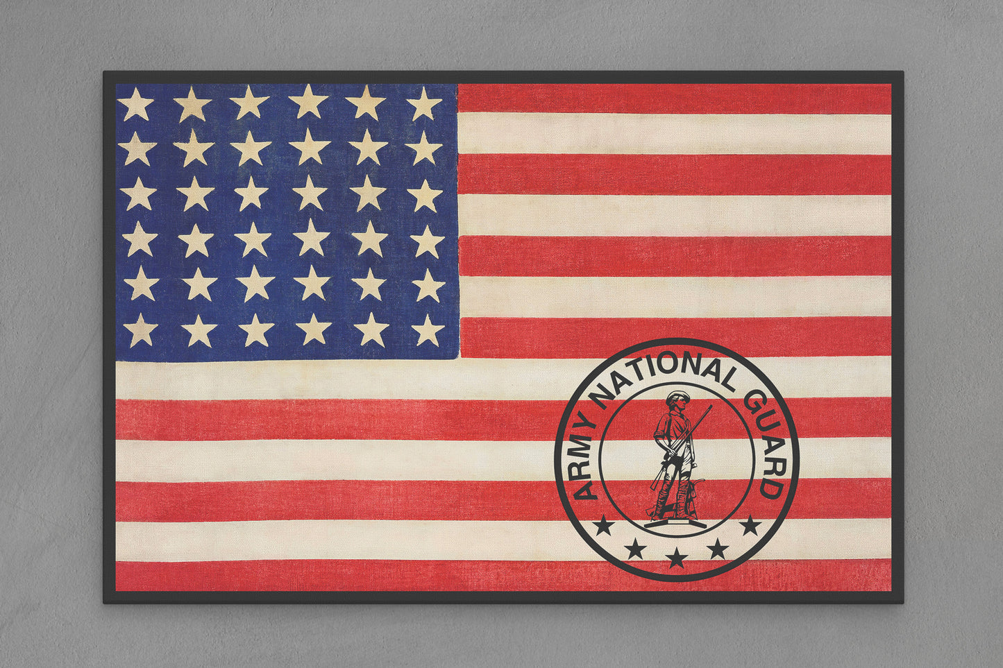 United States Canvas Flag with Army "National Guard Seal" Image
