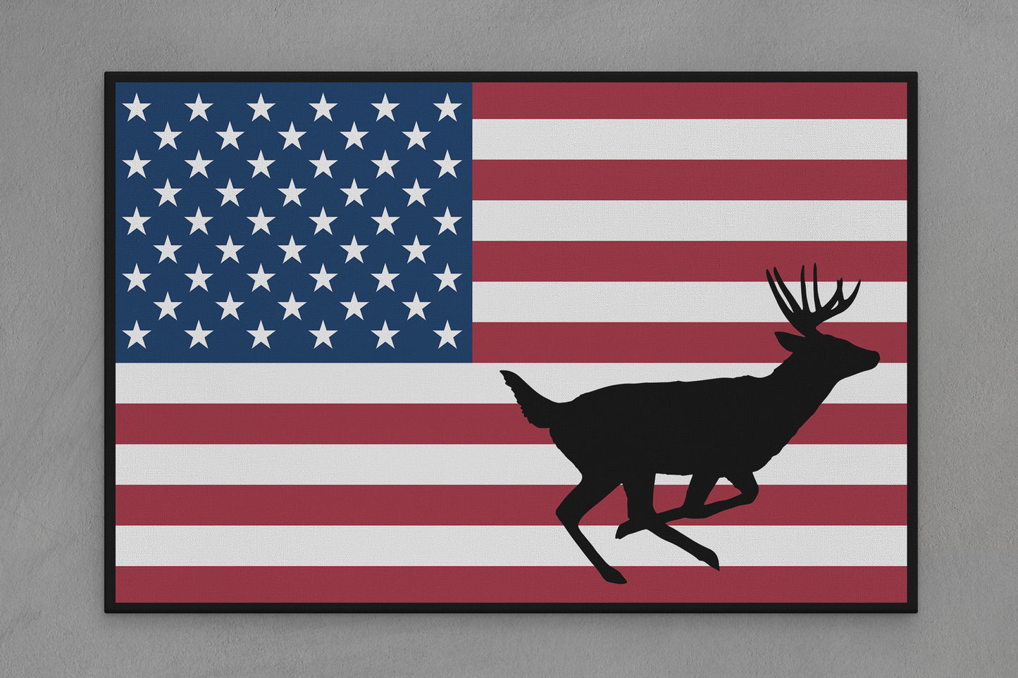 United States Canvas Flag with Deer "Running Away" Image