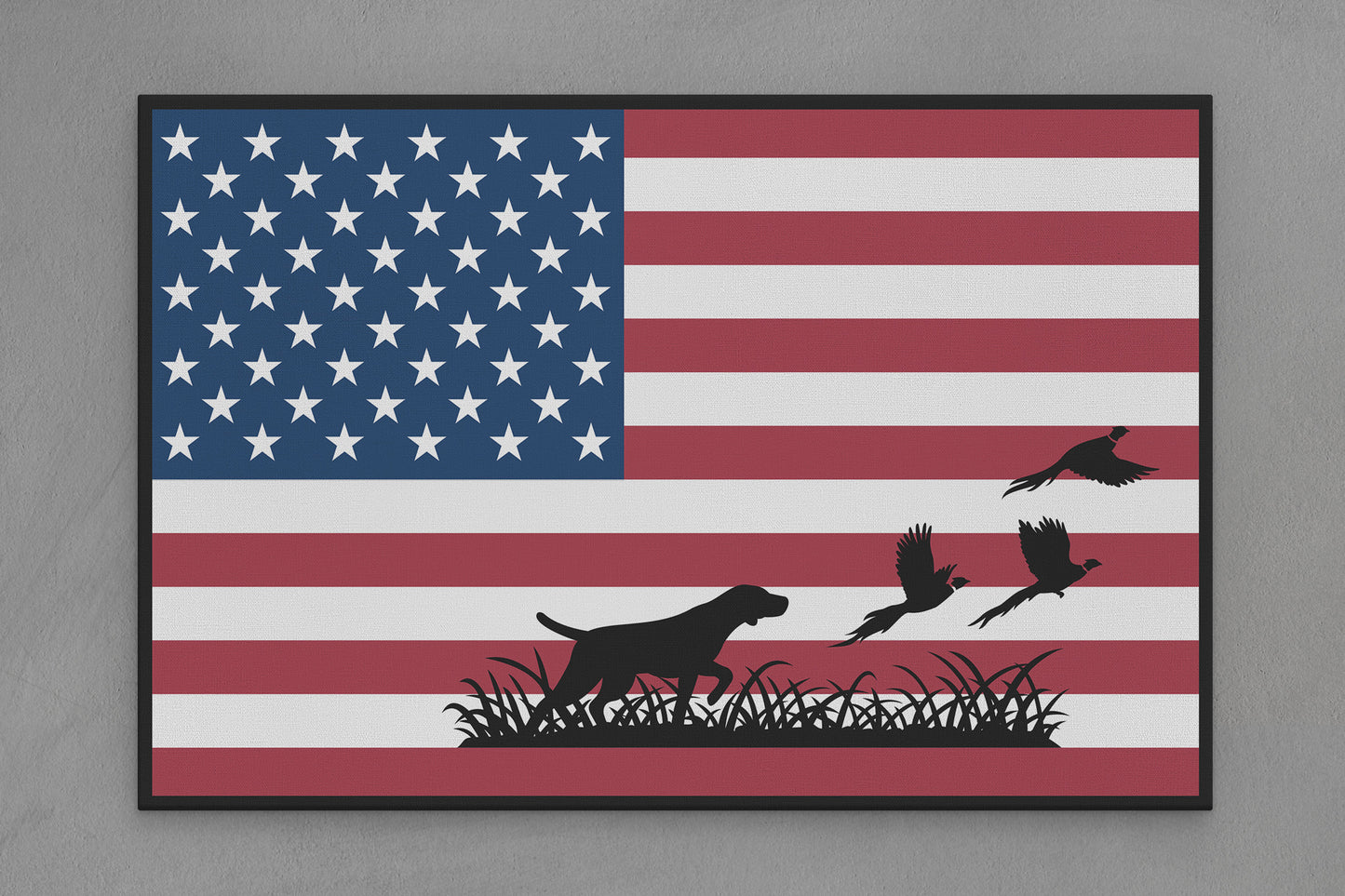 United States Canvas Flag with Hunting "Dog Bird Hunting" Image