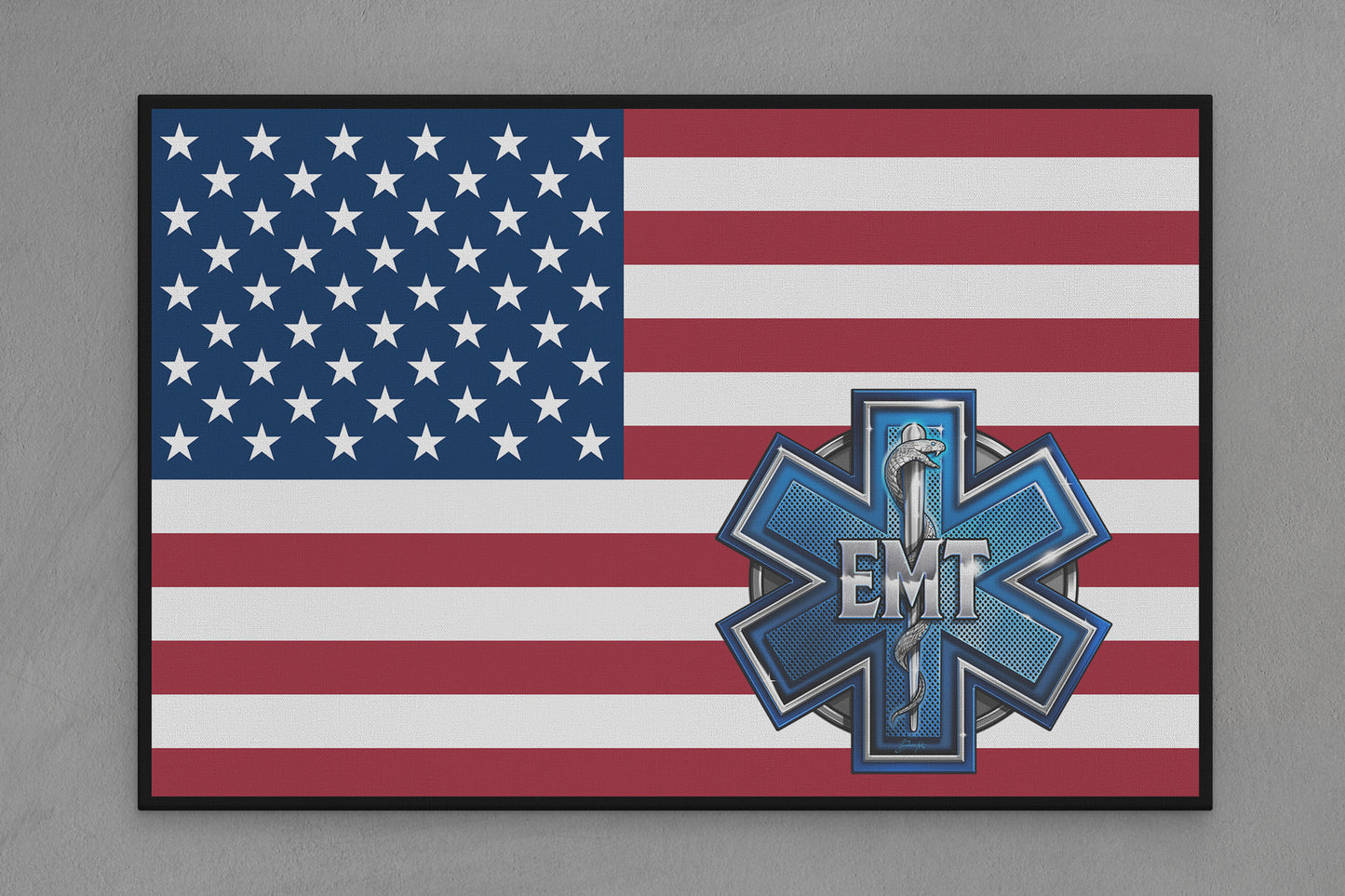 United States Canvas Flag with EMT "Seal" Image