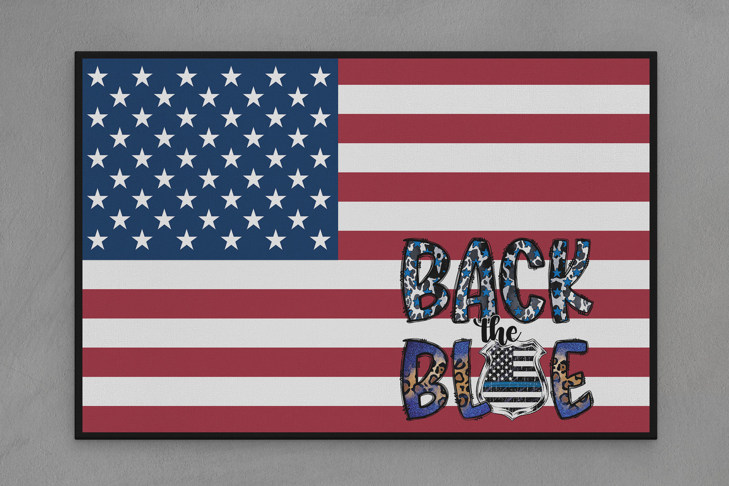 United States Canvas Flag with Law Enforcement "Back the Blue" Image