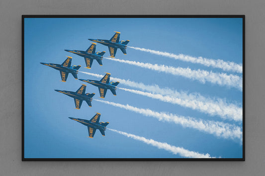 Canvas Frame with "Blue Angles F18 Flying" Image