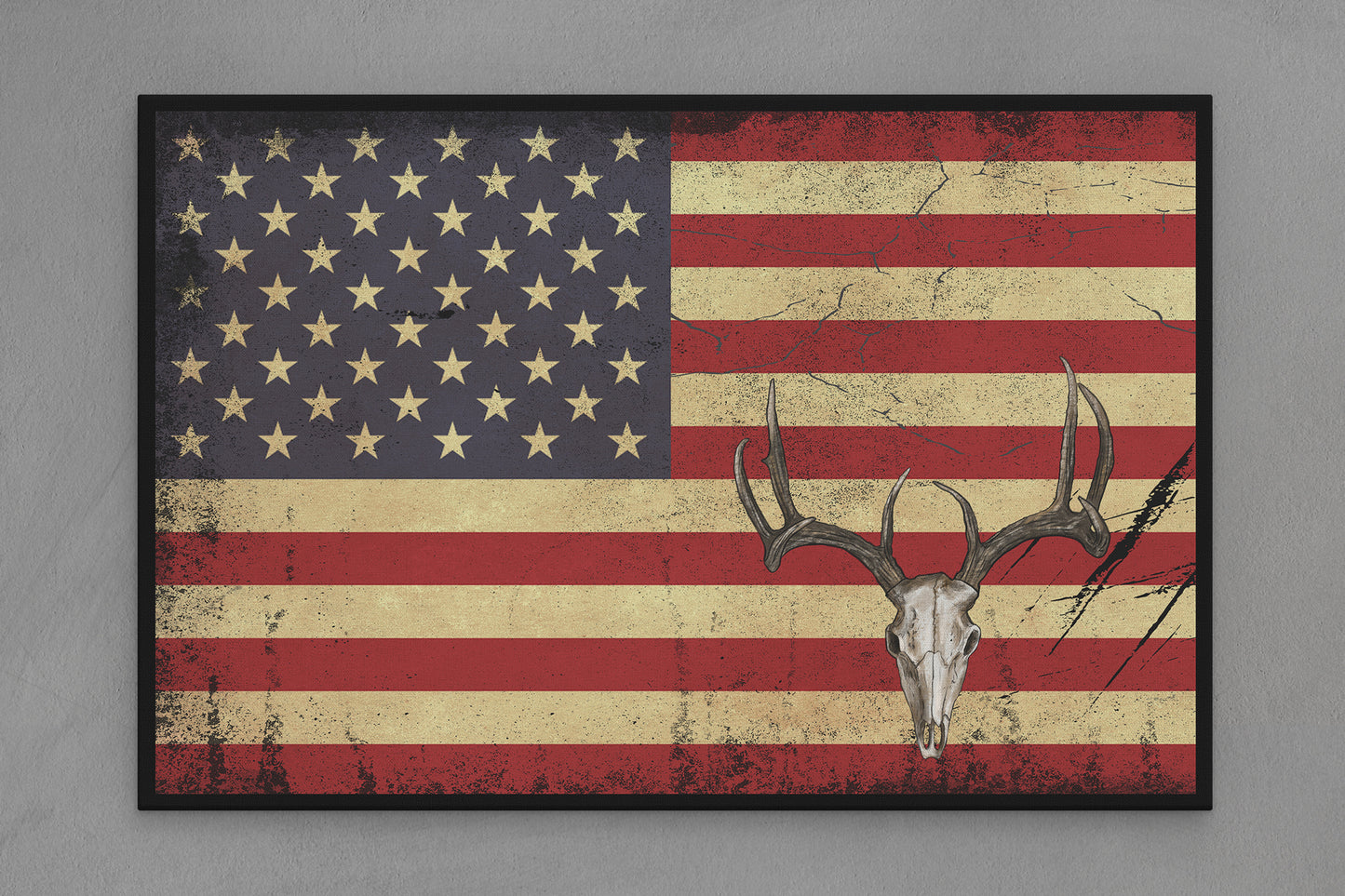 United States Canvas Flag with Deer "Skull" Image