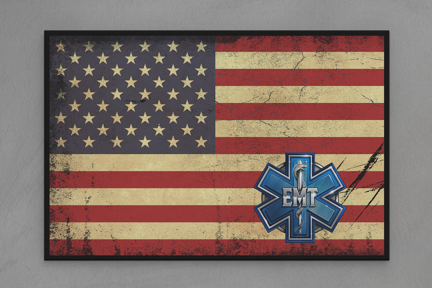 United States Canvas Flag with EMT "Seal" Image