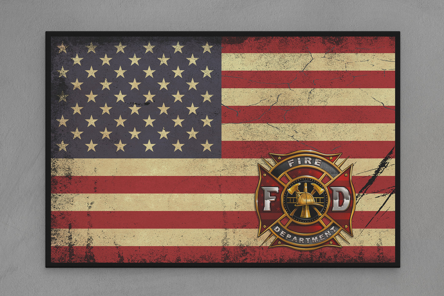 United States Canvas Flag with Fire Department "Seal" Image
