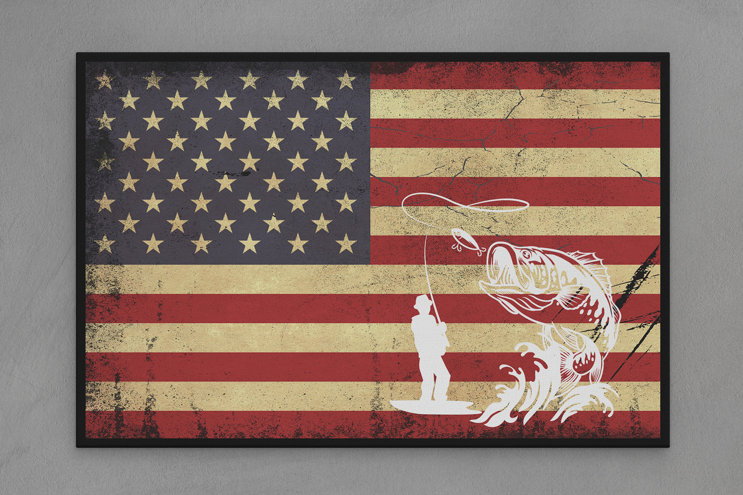 United States Canvas Flag with Fishing "Fisherman" Image