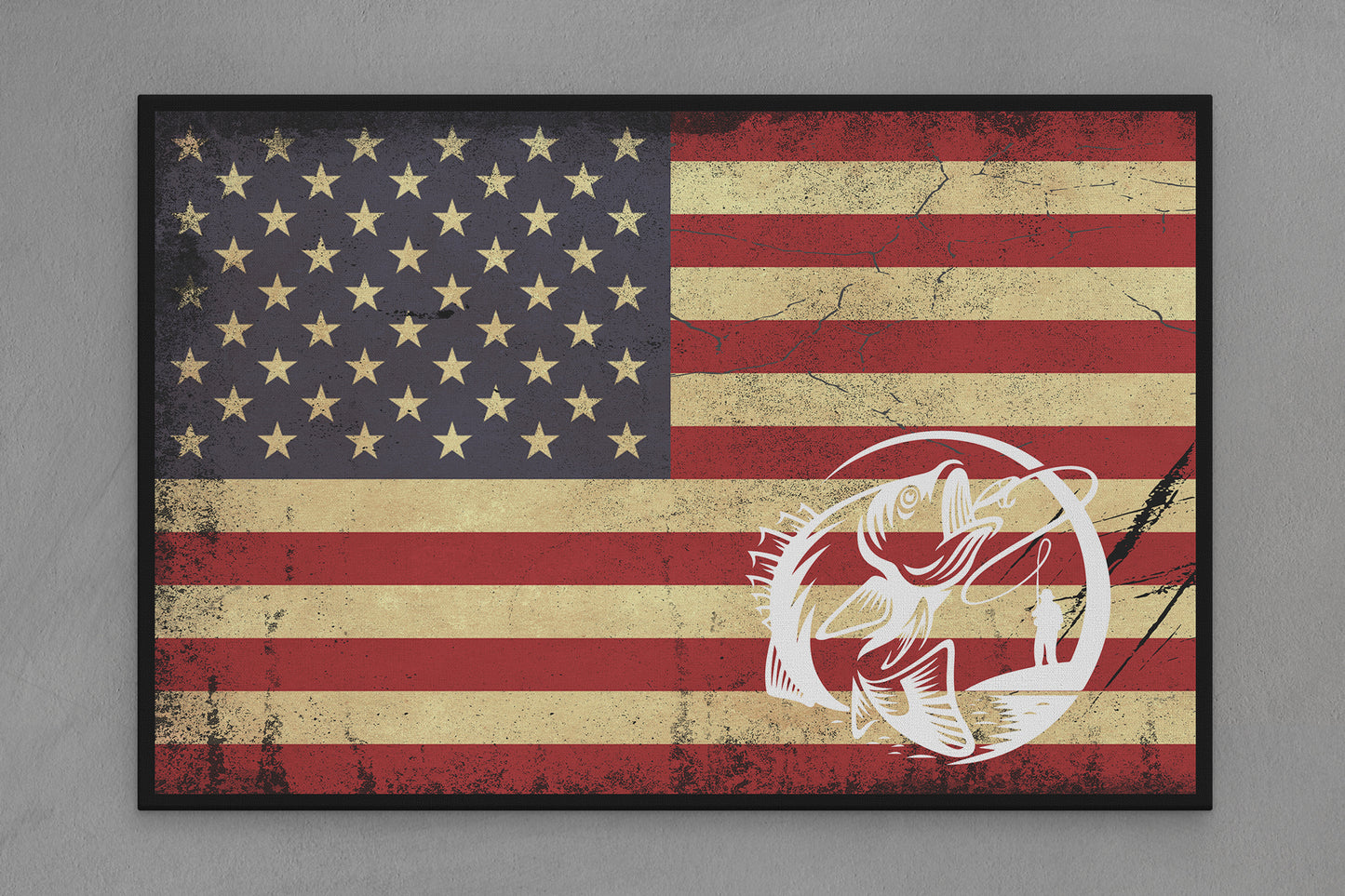United States Canvas Flag with Fishing "Fly Fishing" Image