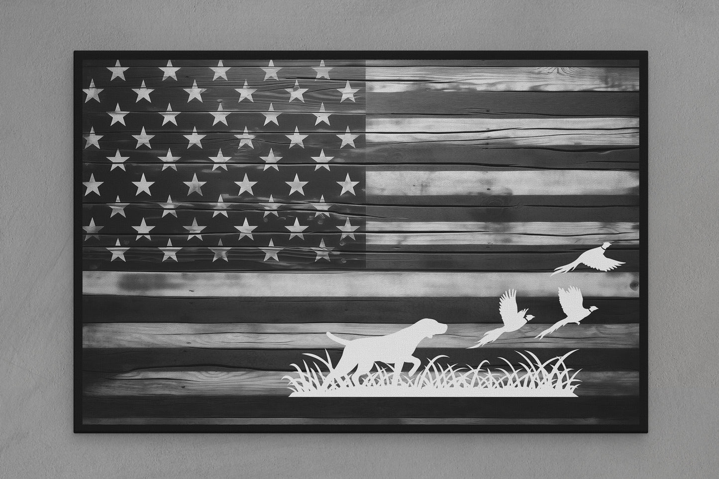 United States Canvas Flag with Hunting "Dog Bird Hunting" Image