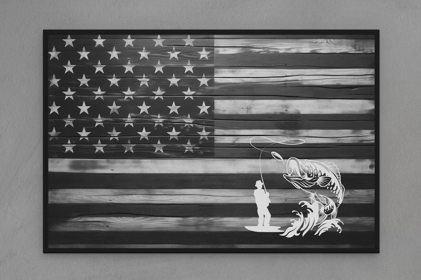United States Canvas Flag with Fishing "Fisherman" Image