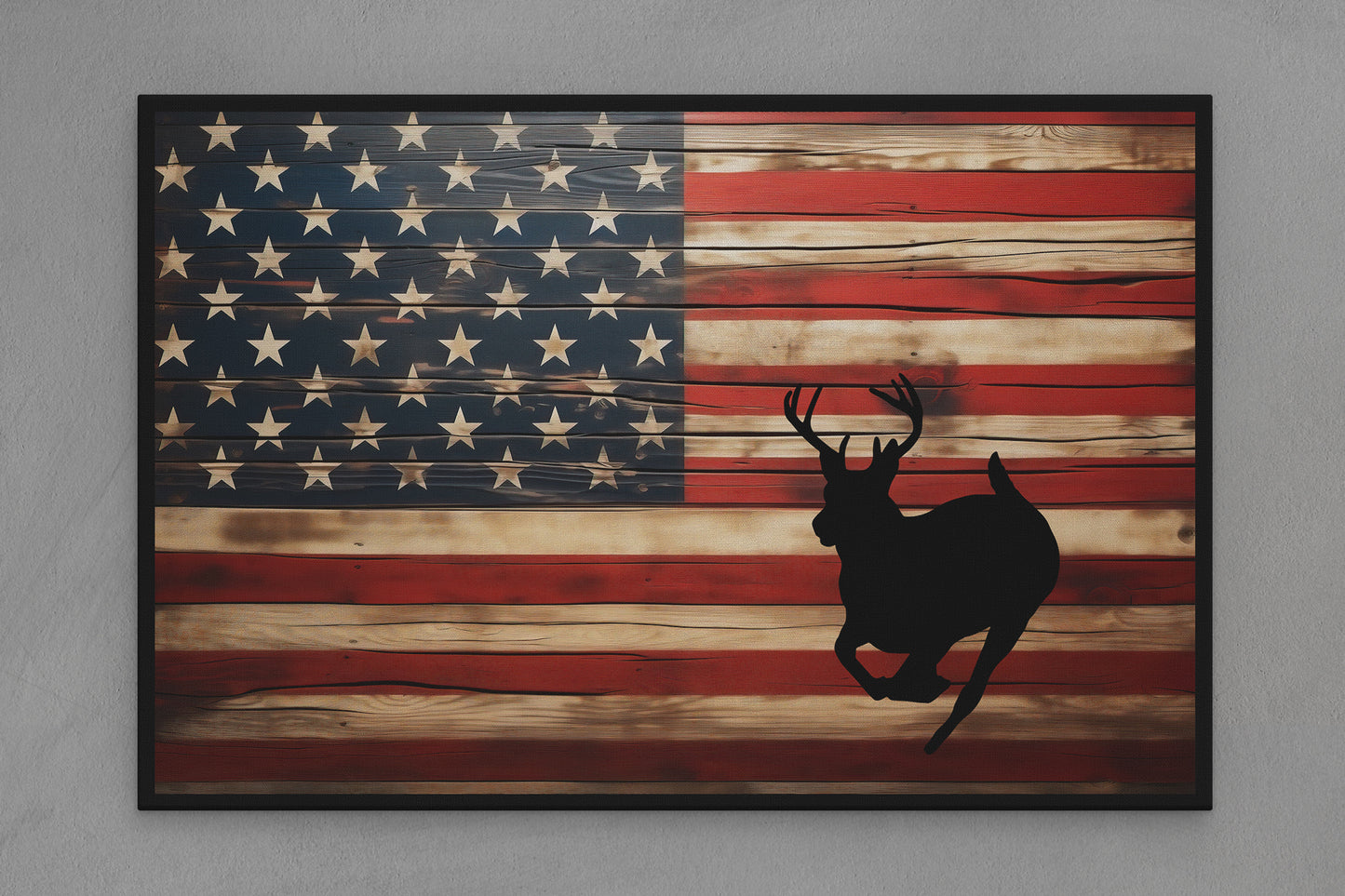 United States Canvas Flag with Deer "Running Forward" Image