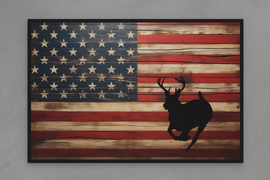 United States Canvas Flag with Deer "Running Forward" Image