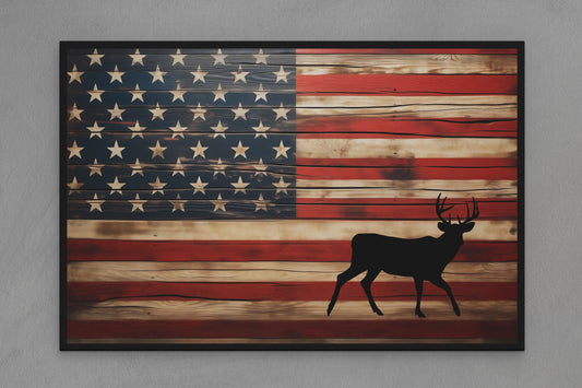 United States Canvas Flag with Deer "Walking" Image