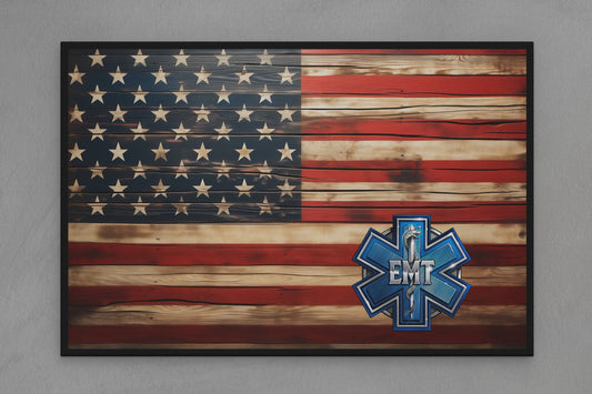 United States Canvas Flag with EMT "Seal" Image