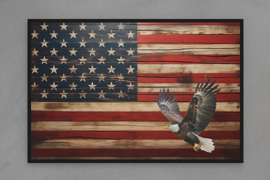 United States Canvas Flag with Eagle "Flying" Image