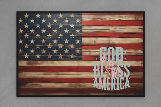 United States Canvas Flag with "God Bless America" Image
