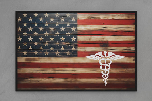 United States Canvas Flag with Doctor and Nurse "Seal" Image