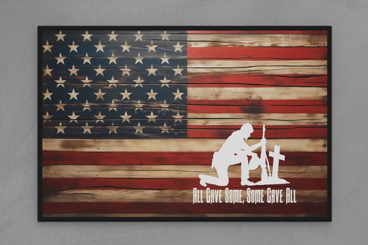 United States Canvas Flag with Military "Some Gave All" Image