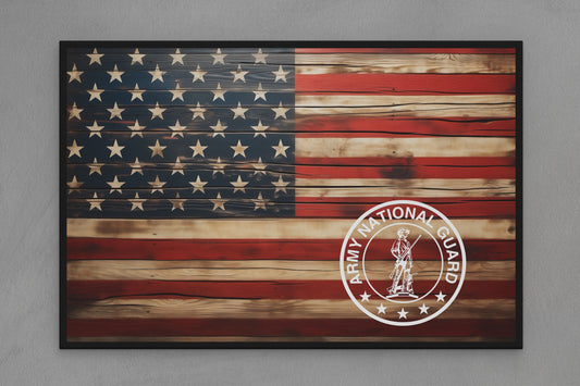 United States Canvas Flag with Army "National Guard Seal" Image
