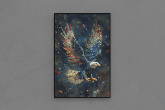 Canvas Frame with "Eagle with Flag Wings" Image