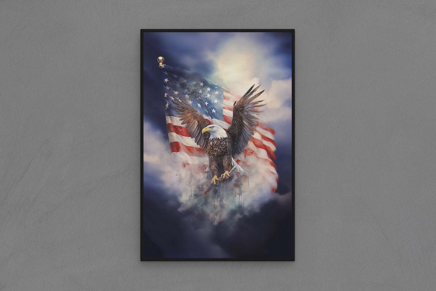 Canvas Frame with "Eagle with Flag Background" Image