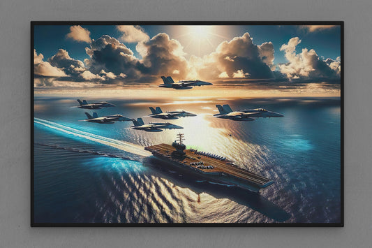Canvas Frame with "F18 Aircraft Carrier" Image