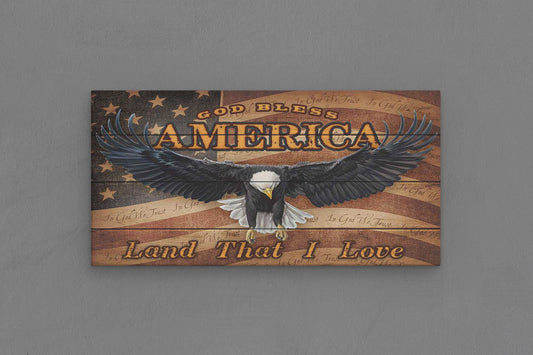 Canvas Frame with "God Bless America - Land That I Love" Image
