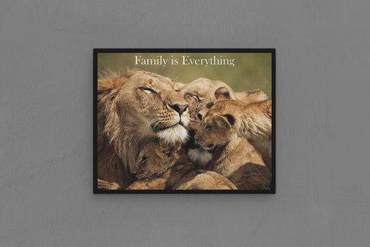 Canvas Frame with "Lions - Family is Everything" Image