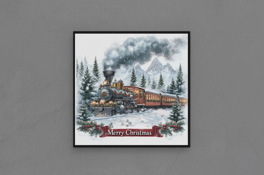 Canvas Frame with "Train with Merry Christmas Text" 07 Image