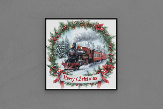 Canvas Frame with "Train with Merry Christmas Text" 11 Image