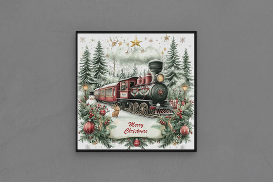 Canvas Frame with "Train with Merry Christmas Text" 12 Image