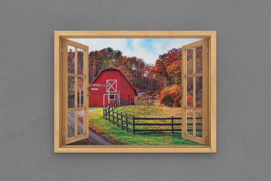 Canvas Frame with "Old Barn with Painted Window Frame" 05 Image