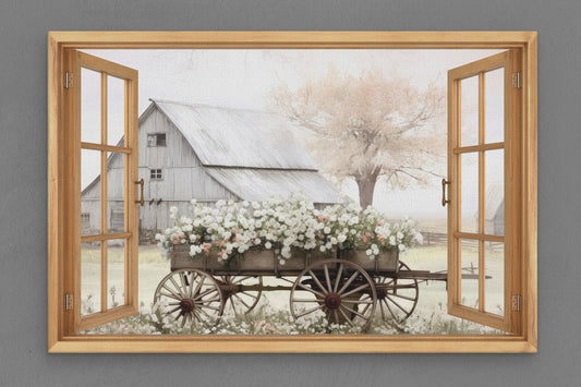 Canvas Frame with "Old Barn with Painted Window Frame" 06 Image