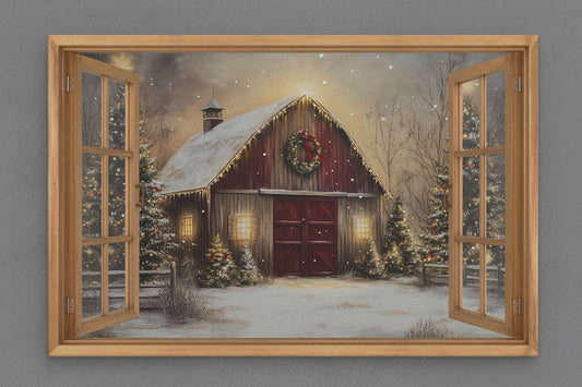 Canvas Frame with "Old Christmas Barn" Image