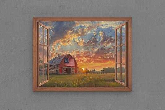 Canvas Frame with "Old Barn with Painted Window Frame" 02 Image