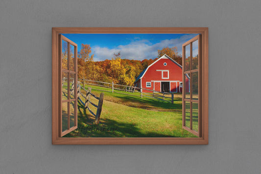 Canvas Frame with "Old Barn with Painted Window Frame" 03 Image