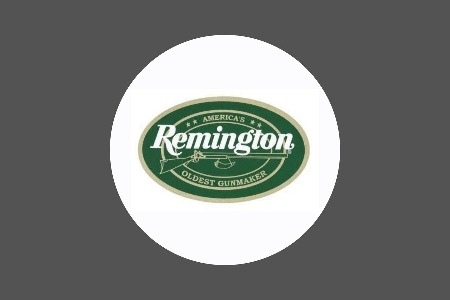 Round Canvas Frame with "Remington Gun Emblem" Image